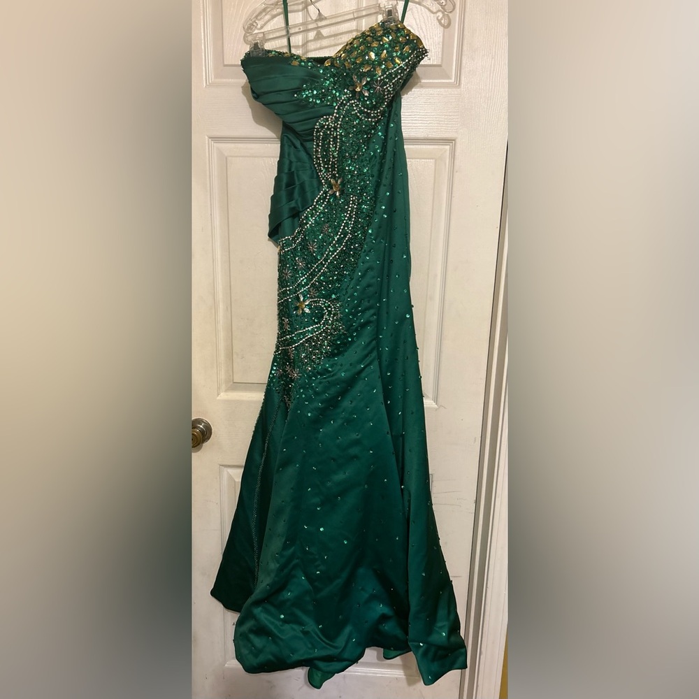 Emerald Green Strapless Sweetheart Formal Prom Evening Gown Dress